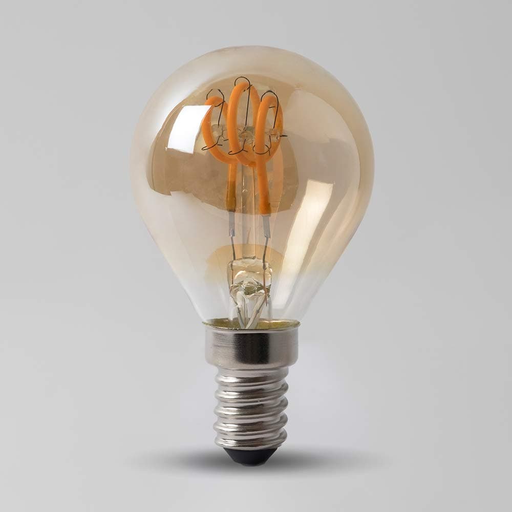 E14 2 Watt SES Vintage Edison Golf Ball LED Light Bulb 1800K T-Spiral Filament Dimmable Bulb