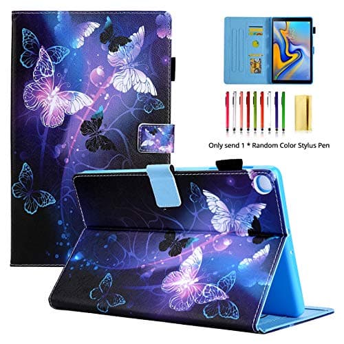 LittleMax Case for Galaxy Tab A 10.1 2019 SM-T510/T515 - Slim Fit Folio Shell Magnetic Closure Cover for Galaxy Tab A 10.1 Inch Model SM-T510 / SM-T515 2019 - Purple Butterfly