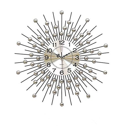 Lomoclock Wall Clock Mute Sun Movement Sweep Second Slient for Living Room Bedroom Kitchen AA Battery Black Acrylic Diamond Sunburst with Arabic numerals Metal 24 Inch (Battery not included)