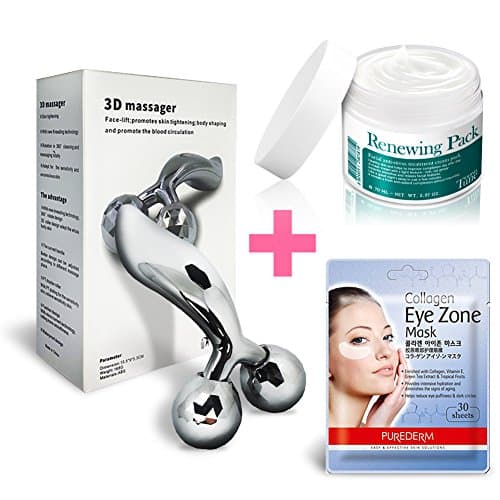 Reface Platinum Electronic Roller 3D Massager Face Body Silver + Dermatune Renewing Pack (70ml)
