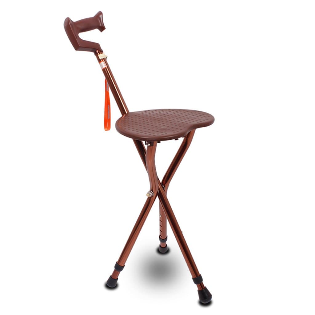 Folding Walking Stick With Seat Adjustable Height Tripod Cane Hiking Chair Aluminium Portable