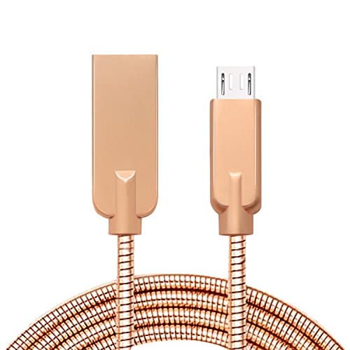 VANCUS Micro Usb Cable 3ft Stainless Steel Spring Cord Charge & Sync 2 in 1 for Samsung Galaxy S7 S6 Edge S4 Note 5 4, Nexus, LG,and More Android Devices (Rose Gold)