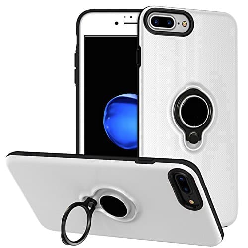 iPhone 6 Plus/6s Plus Battery Case - Veepax Premium 3700mAh Portable Charging Case for 6 Plus&6s Plus&7 Plus&8 Plus Extended Rechargeable Power Bank with Ring Holder Magnet Kickstand - White