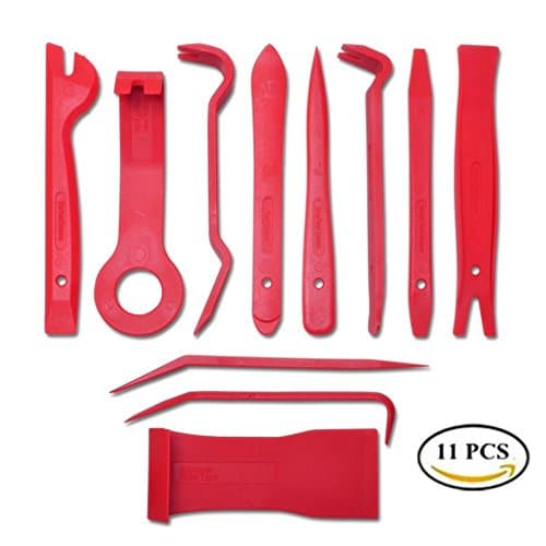 11 Piece Fastener, Trim Panel Removal Tool Kit - Premium Nylon Clip Pry Tools for Installing and Removing Fasteners, Trims, Molding, Car Door Audio Dashboard