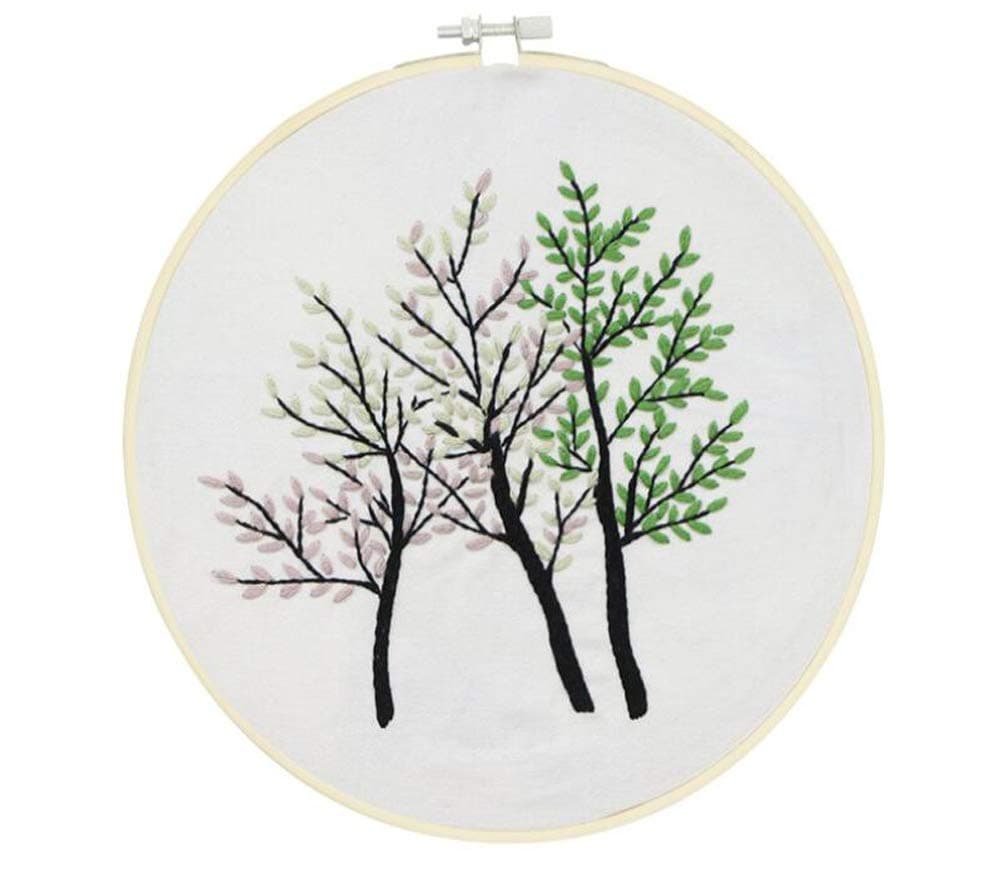 Stamped Embroidery Kit - Eafior DIY Beginner Counted Starter Kit for Art Craft Handy Sewing Including Color Pattern Embroidery Cloth,Embroidery Hoop,Color Threads,Tools Kit