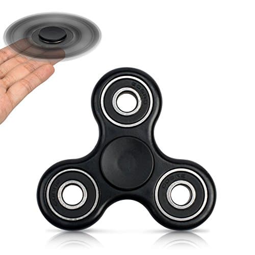 FridayFun Tri-Spinner Fidget EDC ADHD Focus Toy With Smaller Friction and Longer rotation, Great for Anxiety Relief & Deep Thought (black)