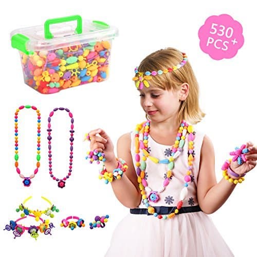 Pop Beads Set - 530 PCS Pop Arty Beads Snap Together Beads for Girls Necklace, Bracelet, Hairband and Ring - Creative DIY Jewelry Kit, Great Gift Idea for Christmas & Birthday