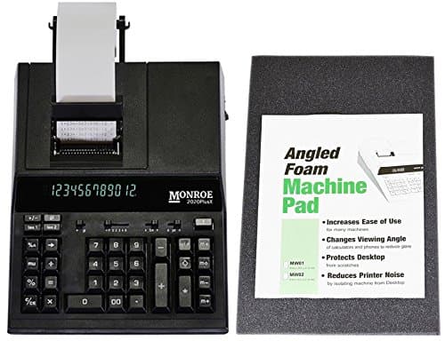 Monroe 2020PlusX 12-Digit Medium-Duty Color Printing Calculator with Foam Elevation Wedge (Calculator with Foam Elevation Wedge, Black)