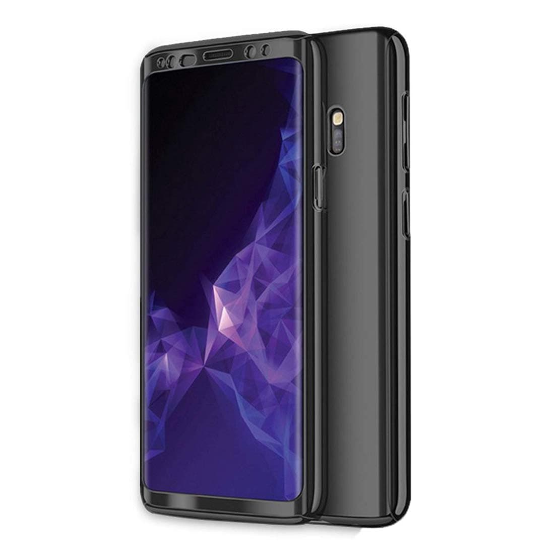 Galaxy Note 9 Case, Ultra Slim Electroplate 360 Degree Full Body Protection Mirror Case with Tempered Glass Screen Hard PC Protector for Samsung Galaxy Note 9 (Black-)