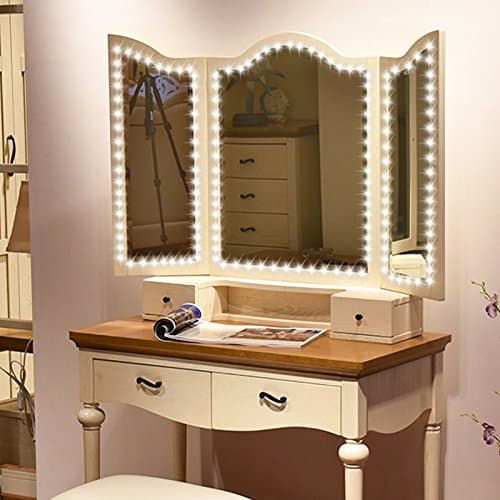 MEILLY LED Vanity Mirror Lights Kit, DIY Cosmetic Makeup Mirror Lamp, 13ft/4M 240 LED Flexible Light Strip Kit for Cosmetic Mirror & Vanity Makeup Table Set, Daylight White Dimmer + Power Supply