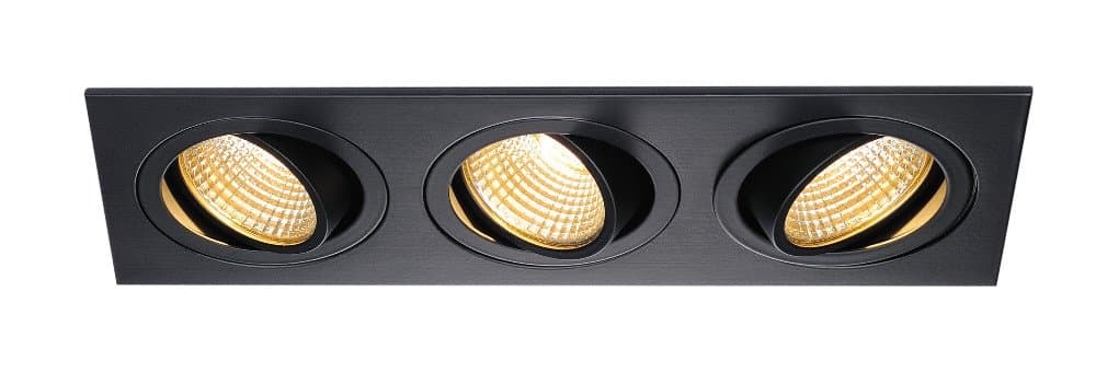 SLV New TRIA DL Square Set LED Ceiling Recessed Downlight COB 38 °, 2700 K, Includes Driver, Clip Feathers Black 114200