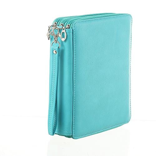 120 Slot PU Leather Pencil Case 3 Layer Large Capacity Pencil Bag for Colored Pencils Watercolor Art Supplies (Green)