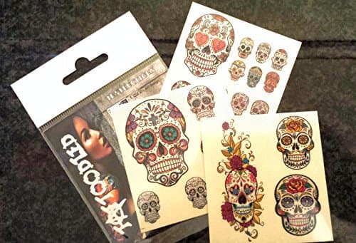 Sugar skull alternative assortment temporary tattoo 24 mixed sizes various designs dia de los muertos mexican celebration by Tattoodled