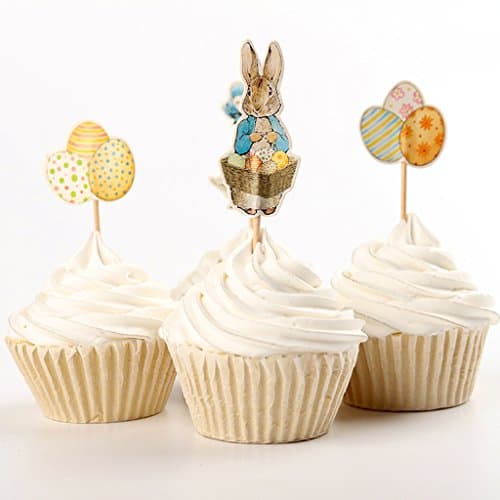 Loair 24Pcs Rabbit Duck Egg Easter Bunny Cake Cupcake Toppers - Party Supplies Kid Picks Cake Decorations Wedding Favors