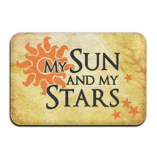 My Sun And My Stars Rectangular Doormat Funny Non-shedding Thickness 2-inch(approx. 4.5 Cm) Point Plastic Anti-slip Base Welcome Mat