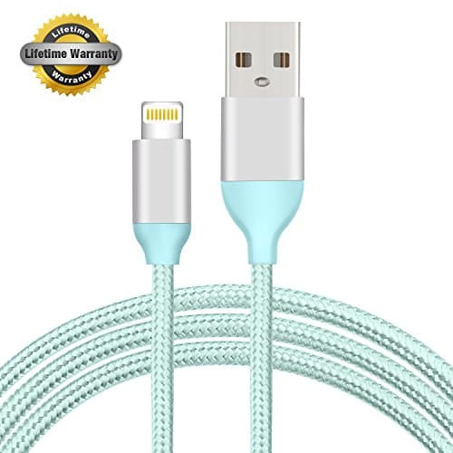 8 Pin Lightning to USB Cable 1-Pack Nylon Braided 3.3ft High Speed Syncing and Charging Cable Cord for Apple iPhone 7 Plus,iPhone 6s, iPad Mini (Sky Blue)