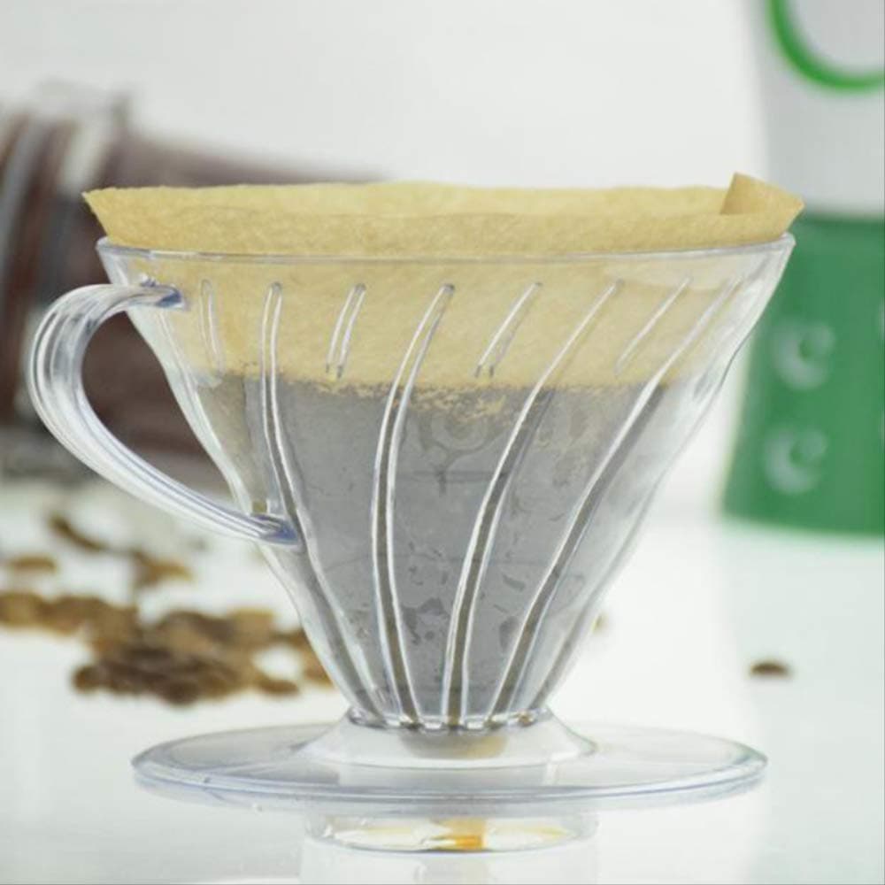 FTYYSWL 2/4 Cups Coffee Dripper V60 Heat-resistant Resin Barista Tools Coffee Brewing Filter Cup Hand-washed Glass Drip Filter Pot 9.8 * 8cm