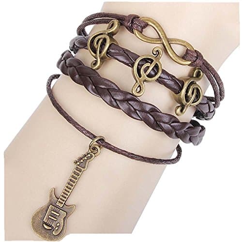 Also Easy Vintage Handmade Braided Multi Layers Woven Rope Wrap Bangle Bracelets Guitar Pendant