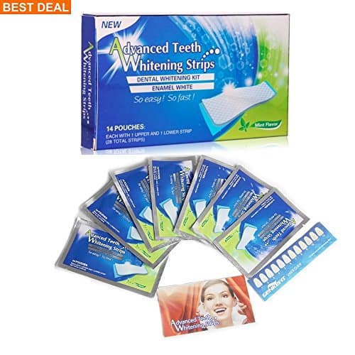 Impressive Smile At-Home Professional 3D Teeth Whitening Strips Advanced Teeth Cleaning Care Double Elastic Gel 28 Counts (14 Upper and 14 Lower Strips), Mint Flavor