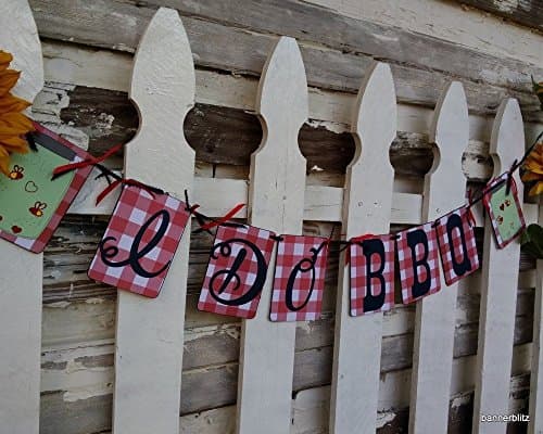 Mason Jar I Do Bar-B-Que Banner With Lightning Love Bugs and Hearts