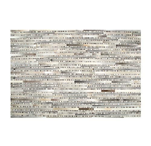 Fydnp Leisure Area Rectangle Rug Cowhide Patchwork Carpet Natural Hide Cow Skin Contemporary Geometric Mosaic Handmade Sewing Pattern Oversized Leather Soft Carpet,Cream,1.6×2.3m