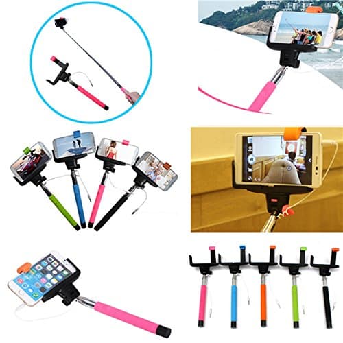 3.5mm Selfie Stick Telescopic Monopod With Shutter Button For iPhone Samsung Cellphone (Random: Color)
