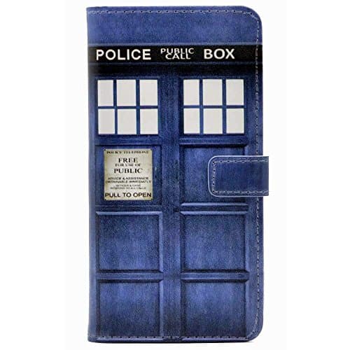 YHB iPhone Xs Max Case, Doctor Who Tardis Pattern Leather Wallet Credit Card Holder Flip Stand Cover for Apple iPhone Xs Max 6.5 inch 2018 Release