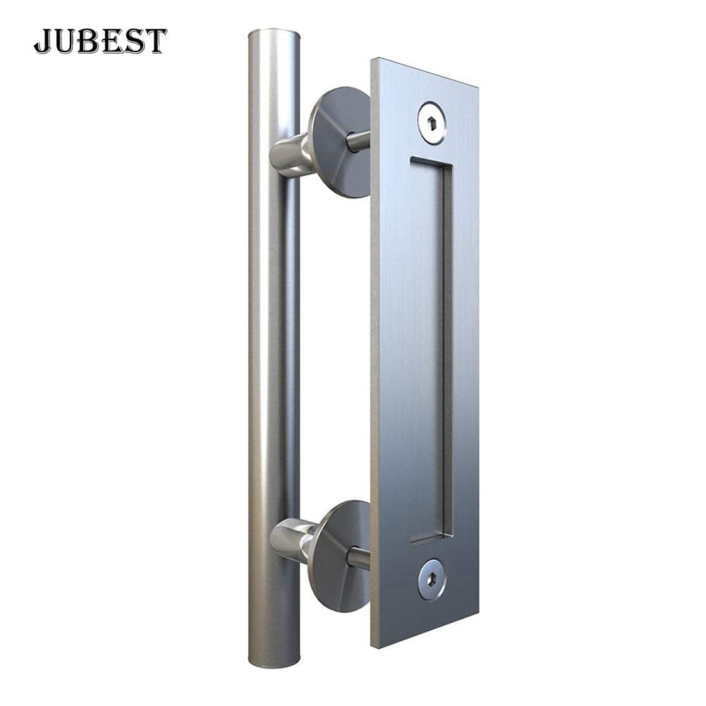 JUBEST 12" Round Heavy Duty Barn Door Pull Handle Stainless Steel Flush Large Sliding Door Handle