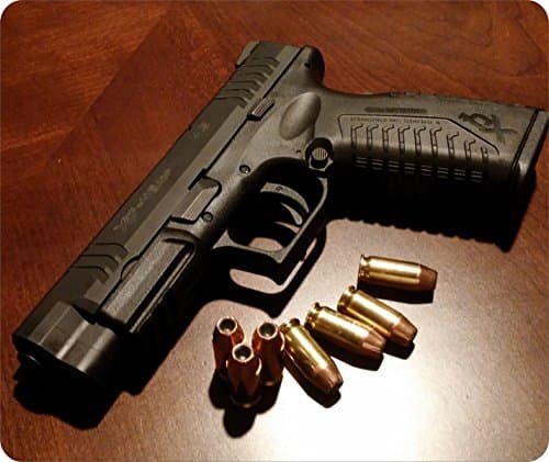 Mouse Pad Fabric Topped Rubber Backed 1/8 Inch Thick Dyed TYD Designs 7.75 x 9.25 Inches Customizable Handgun Firearms Pistol Gun Weapon Bullets Ammo