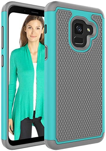 Galaxy A8 Plus(2018) Phone Case,iLovey Dual Layer Durable Armor Defender Protective Shock Absorbing With Hybrid Soft Silicone and Hard PC Cover Case for Samsung Galaxy A8 Plus(2018) - Emerald