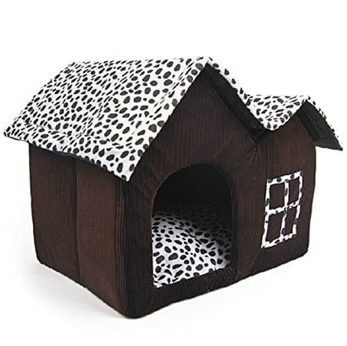 Large Double Cat Igloo House Kennel with Removable Cushion Self-Warming Pet Room Folding Indoor Hideout for Puppy Cat Rabbit