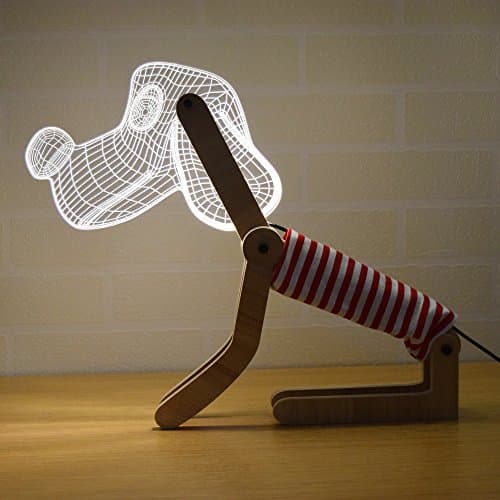 Xzeit 3D Illusion LED Desk Table Decoration Light Lamp Night Light (Red Dog Shape)