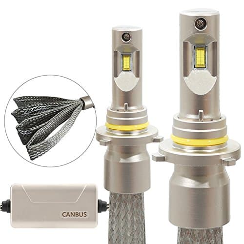 Huizen 9012 (HIR2) LED Projector Fanless Headlight Bulbs Conversion Kit (Chrysler, Dodge)- Adjustable Collar and Built-in CanBus Error Free - 100W 10000LM 6000K White High Low Beam Replacement