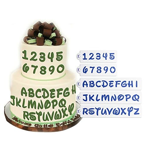 ART Kitchenware 5Pcs/Set Plastic Alphabet Letter Number Cake Stencils for Fondant Cake Decoarting Supplies Cookie Stencil Pastry Baking Tools Semitransparent ST-837