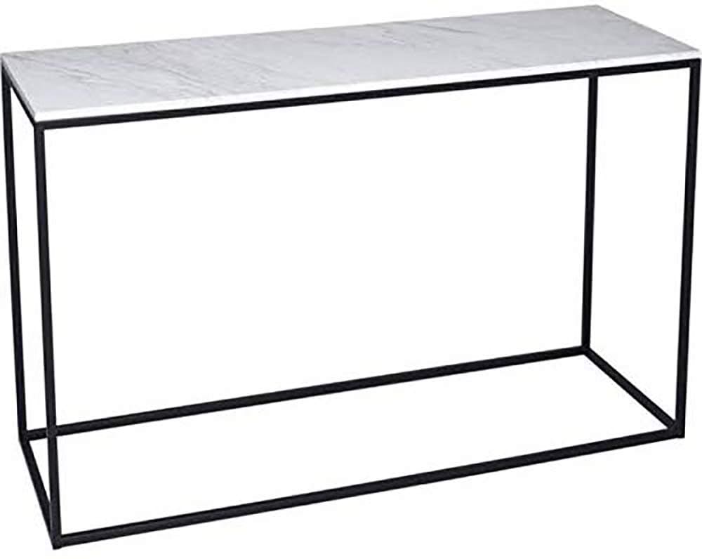 Homey Essense Metal & Marble Console Table Bedside Table for Home (White and Black)