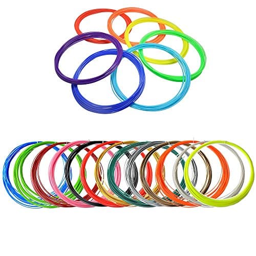 Synkia PLA Filament Refills for 3D Printing Pen and Printer, 16 Colors 320 ft ofNON TOXIC PLA 1.75 mm - Great Value Pack With Spatula