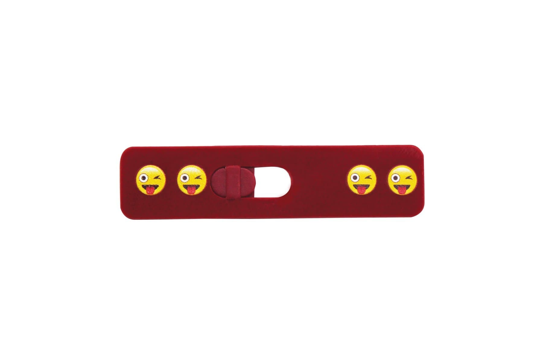 Webcam Cover, Slider Camera Cover for Laptops, Ipads, and Tablets, Perfect Size and Width (2" x 0.5"), Adhesive Application (Red with Emoji)