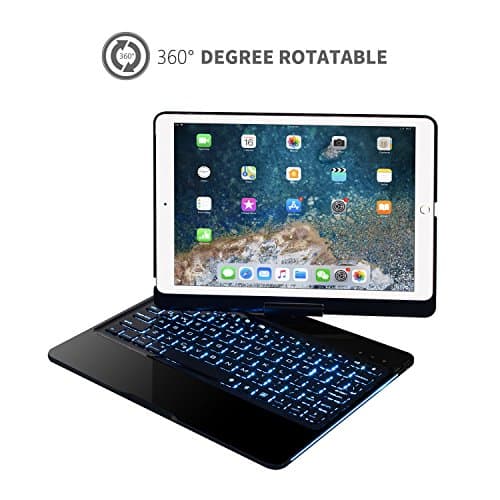 Keyboard Case for ipad 10.5 inch, 7 Color Backlight Keyboard for New ipad,Wireless Stand Keyboard Cover,case ipad 10.5 rotatable Keyboard Smart Automatic Sleep/weak for iPad Pro 10.5 (10.5 Black)