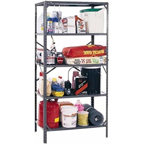 Double Cross-Braces Sturdy Steel Construction 5-Shelf Grey Shelving Organizer