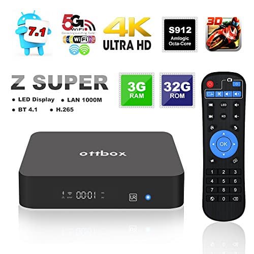 2017 Smart Android TV Box 3GB 32GB,OTTBOX Z Super Android 7.1 Amlogic S912 Octa Core 3D 4K HD 2.4G/5G Dual Band Wifi BT4.1 1000M Lan Ethernet