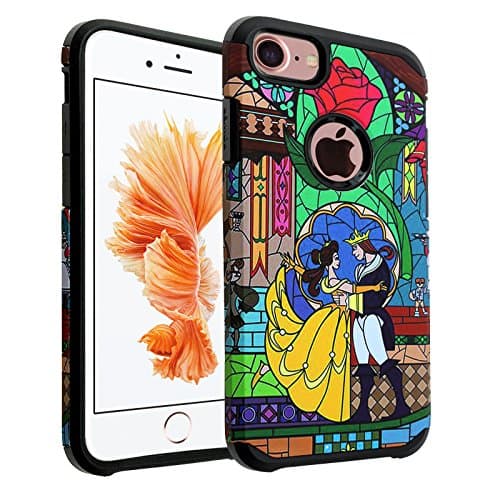 iPhone 8 Case, DURARMOR Beauty and The Beast Dual Layer Hybrid Shockproof Ultra Slim Fit Case Defender Protector Cover for iPhone 8 Beauty and The Beast