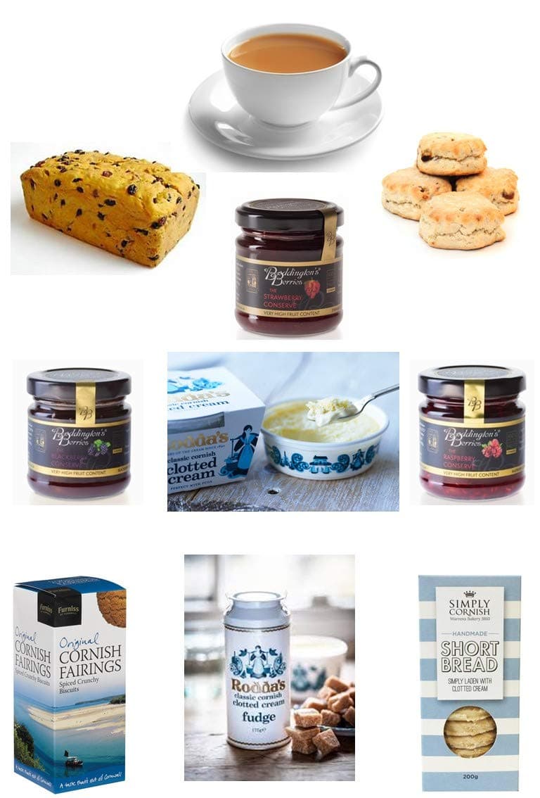Cornish Hamper - Afternoon Cream Tea Wicker Hamper - Scones, Rodda's Cornish Clotted Cream, Conserves, Smugglers Brew Teabags, Saffron Cake, Shortbread, Fairings & Clotted Cream Fudge