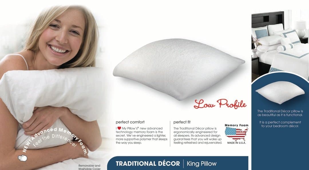 I Love My Pillow King Memory Down Low Profile Supreme - White