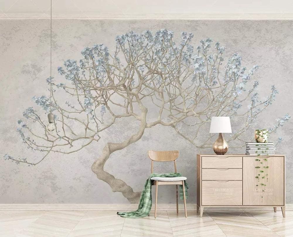 Wallpaper Wall Stickers1E Decor Modern Sleek Minimalist Leaf Branches 3D Flying Birds New Chinese Tv Background-430 * 300Cm_