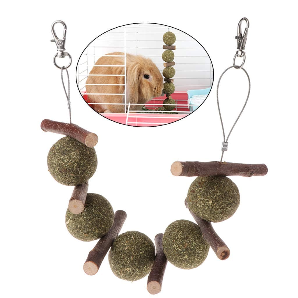 Nankod Pet Teeth Grinding Toys Hamster Squirrel Rabbit Apple Tree Branch Grass Ball Hanging Cage