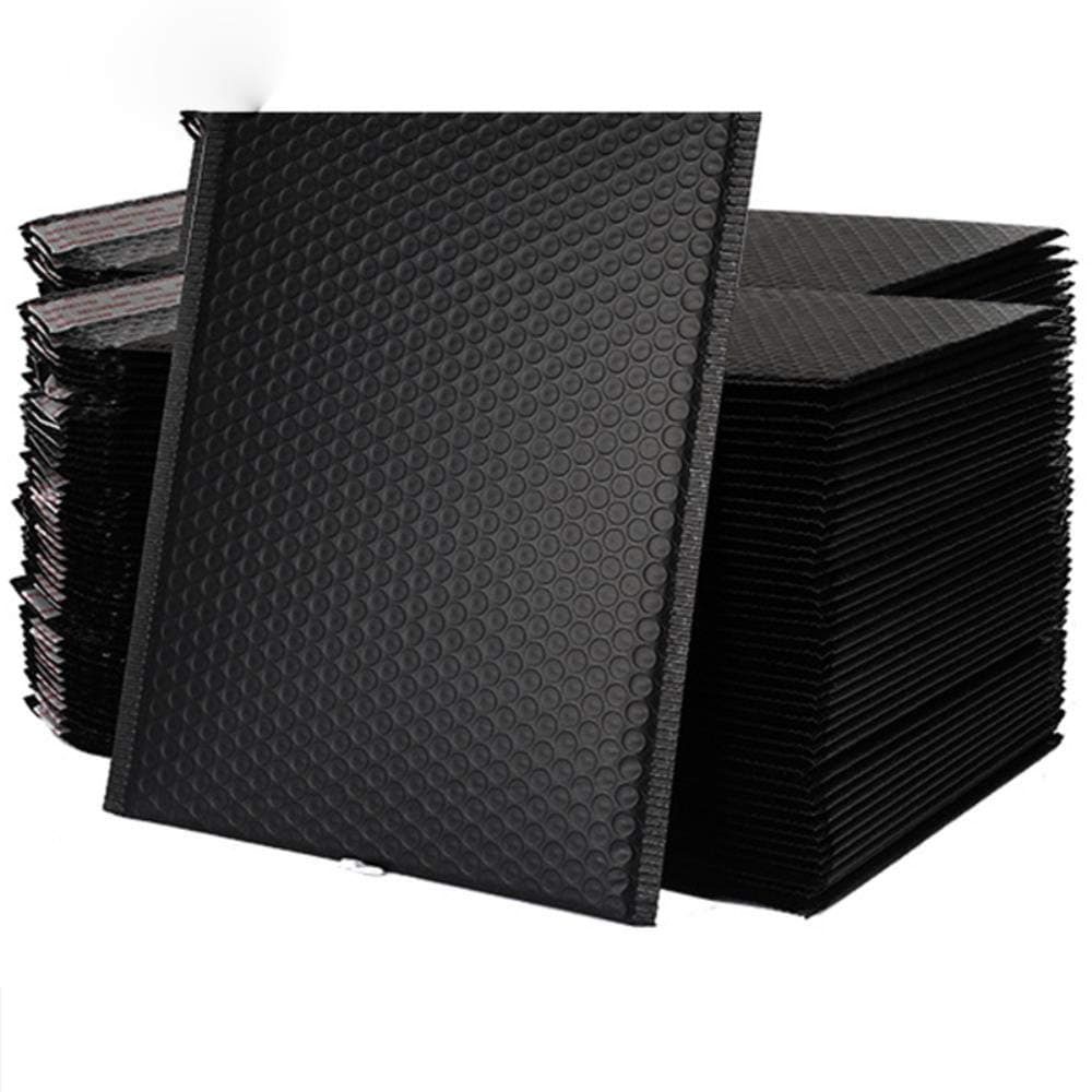 100pcs Matte Black Bubble Mailer Envelopes Padded Mailing Bag Self Sealing Foam Foil Courier Bag Waterproof Bubble Bags 5 Sizes,15x13cm inner13x13