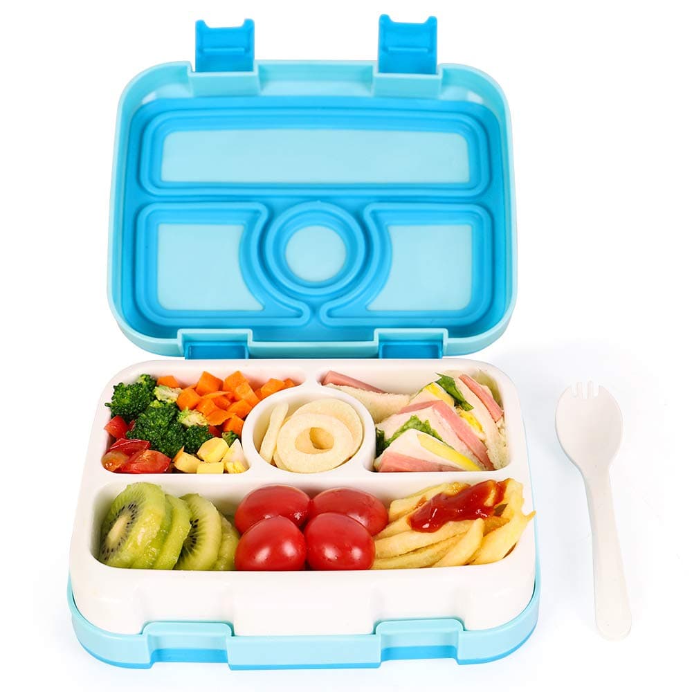 Maydolly bento boxes kids lunch boxes bento-styled lunch boxes, ideal for packing sandwiches, salads, snacks… (4 compartments blue)