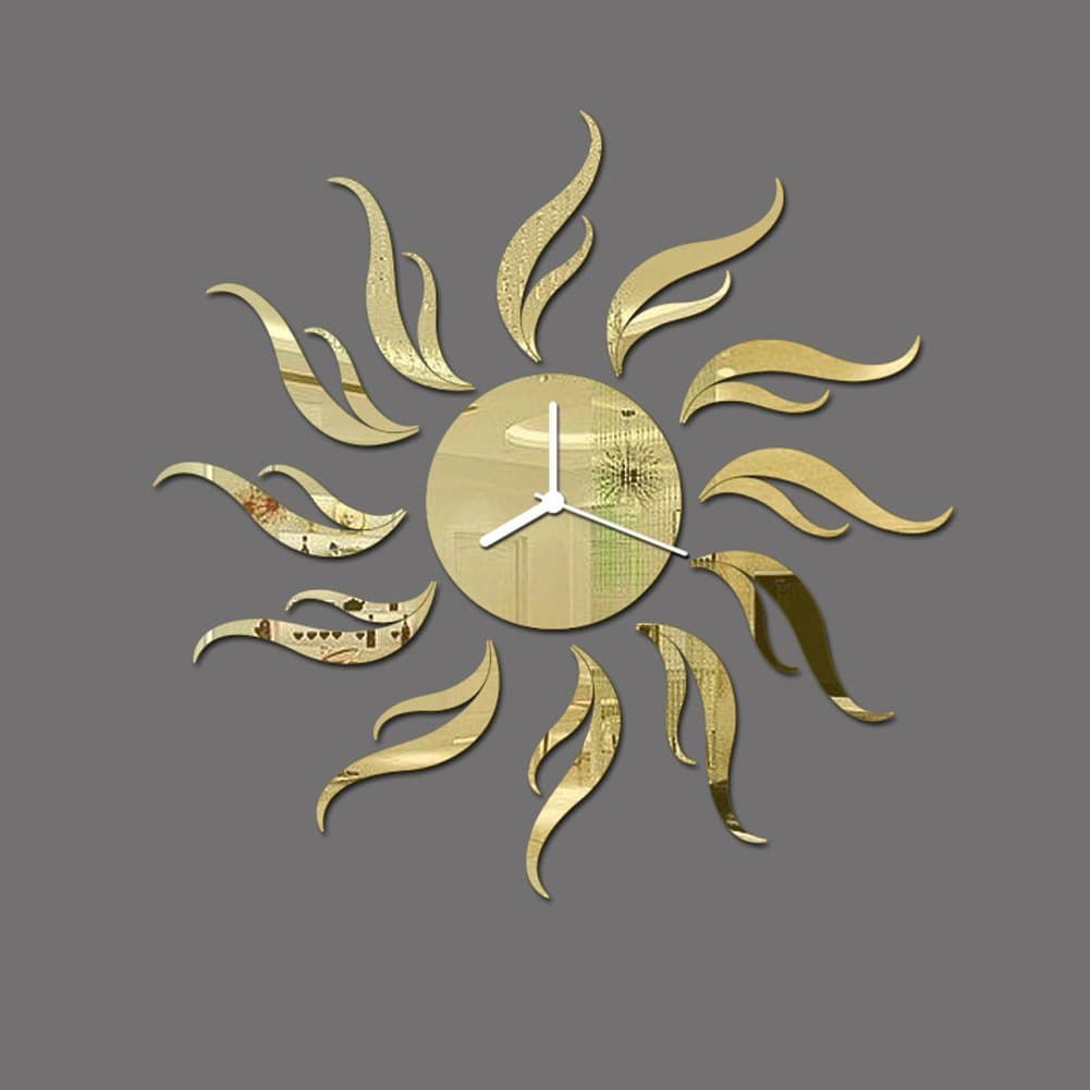 Wiseminnie Modern 3D DIY Frameless Sun Sticker Wall Clock Watch Home Room Decor