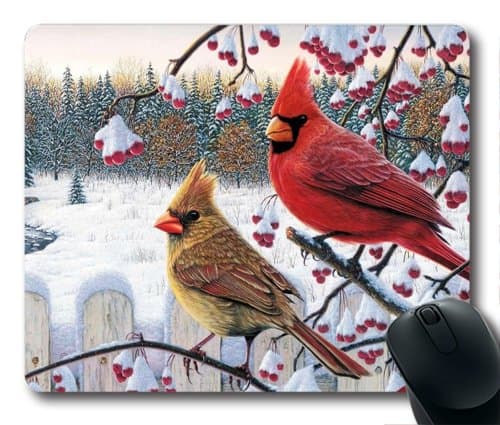 cardinals birds winter UCFO Customized Mouse Pad Rectangle Mouse Pad Gaming Mouse mat in 240mm*200mm*3mm NE07101221