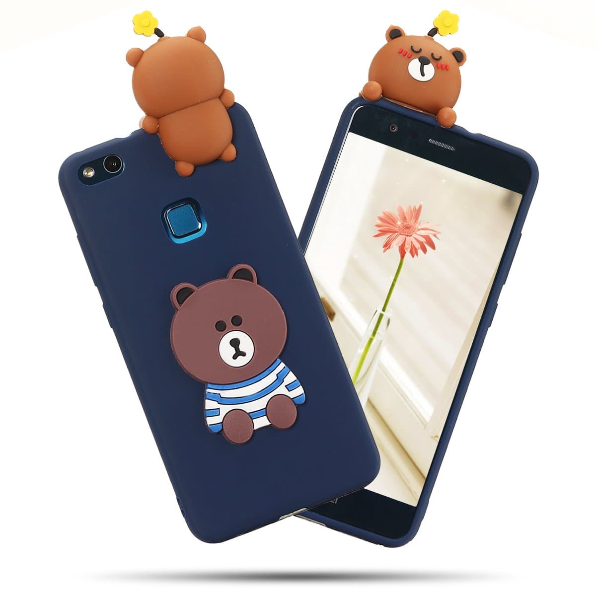 SpiritSun Huawei P10 Lite Silicone Case - 3D Cute Bear Design Glossy Slim Case Soft Gel Skin Cover Case Flexible Case Shockproof Protective Back Cover for Huawei P10 Lite